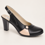 Pantofi dama negri eleganti cu decupaj nude si toc gros PS36ND